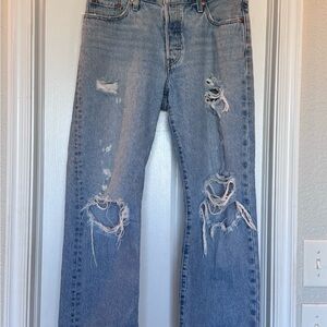 Levi's Light Blue Distressed Flare Jeans